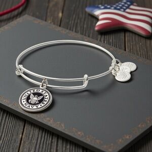 🇺🇸 ALEX AND ANI🇺🇸United States Navy Emblem Charm Bangle in Shiny Silver/NWOT